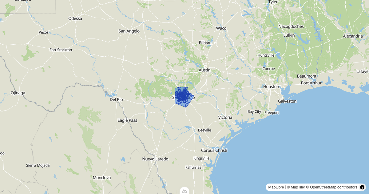 Map preview of bexar_48029_tracts_2021_population